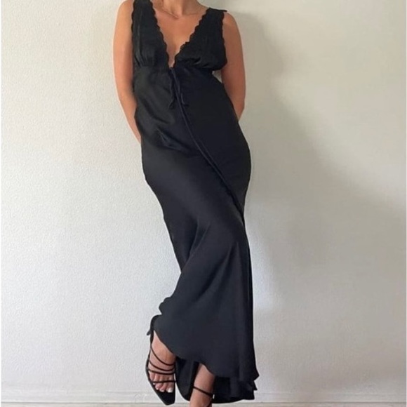 Rumored Dresses & Skirts - Rumored - Venice Maxi Dress with Lace in Black